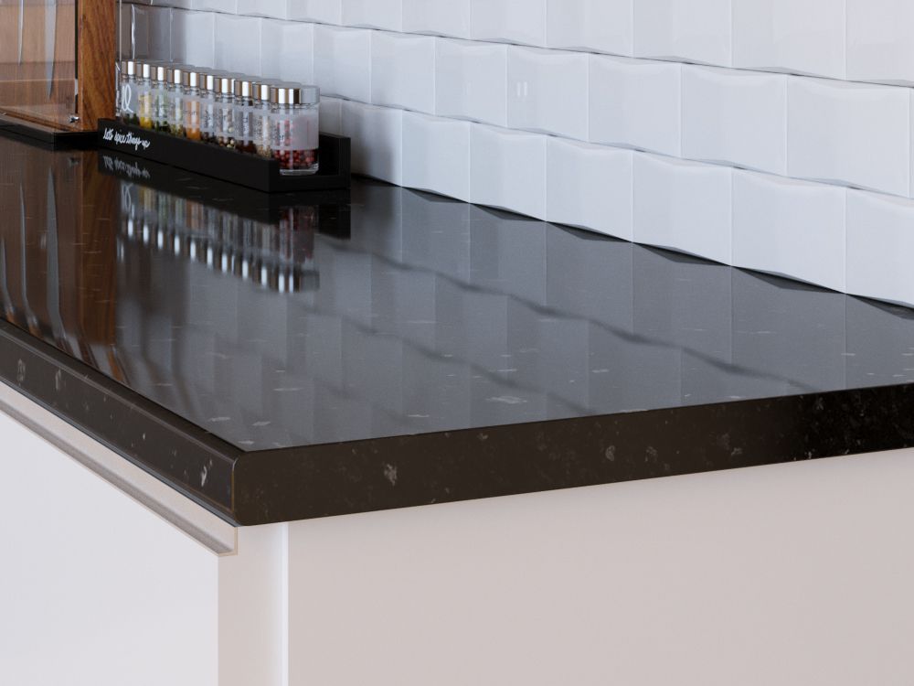 Столешница  3050*600*40 Черный гранит глянец