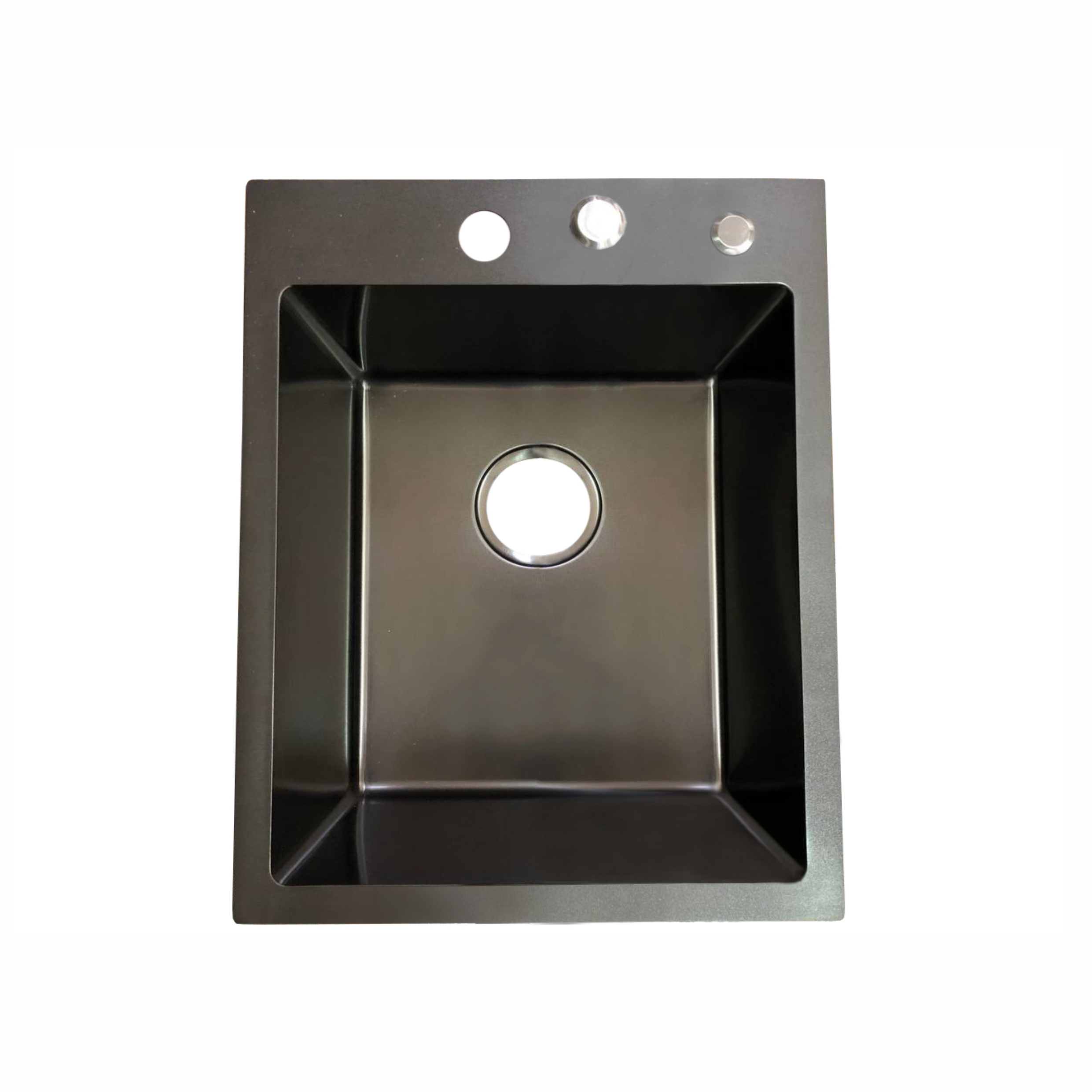 Мойка врезная HM 450*450*230мм /1,5/, черный /сифон с переливом, дозатор, коландер в комплекте/