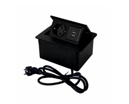 Блок розеток выдвижной горизонтальный Sonnig /1 EURO + 2 USB A+C/ Черный