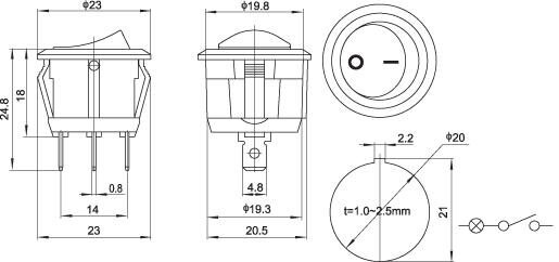 Выключатель врезной круглый мини , белый Sonnig