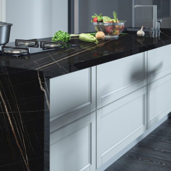 Столешница  3050*600*38 Черный тунис глянец