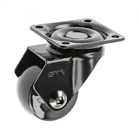 Колесо мебельное 35 мм чёрное/хром, без тормоза GTV