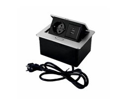 Блок розеток выдвижной горизонтальный Sonnig /1 EURO + 2 USB A+C/ Серебро