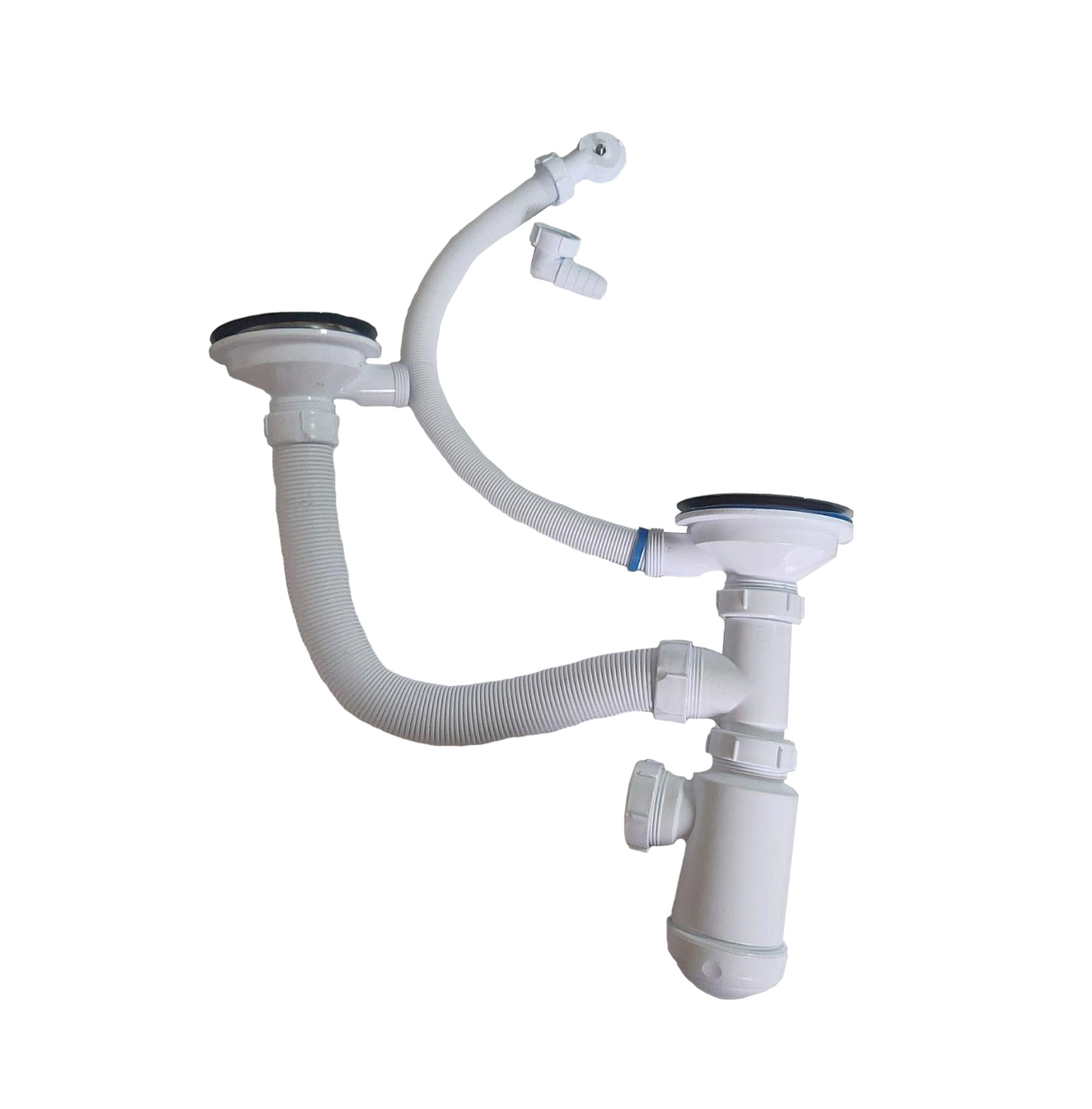 Сифон к мойке двойной разноуровневый с боковым переливом D=110мм