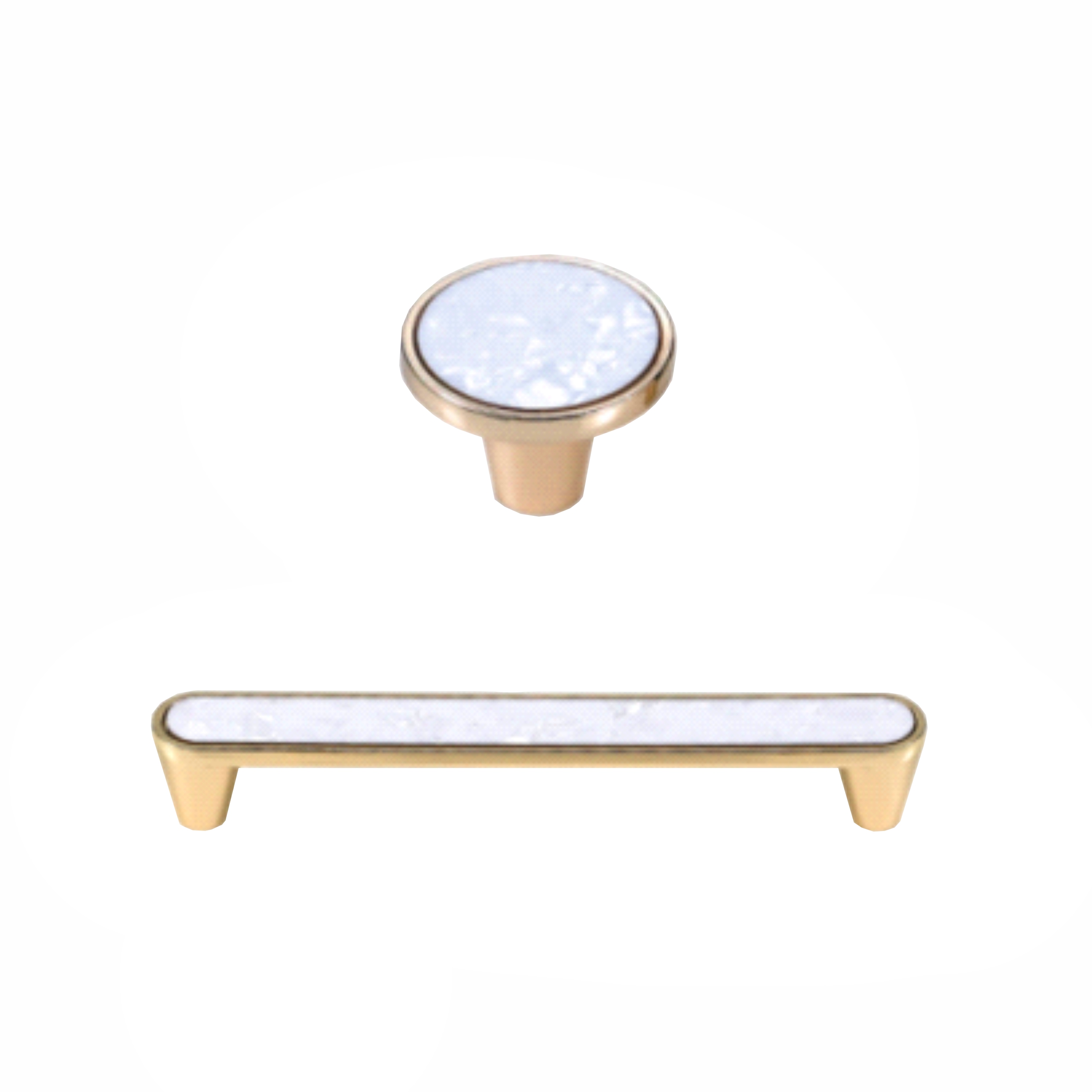 Ручка-кнопка 516, золото/белый