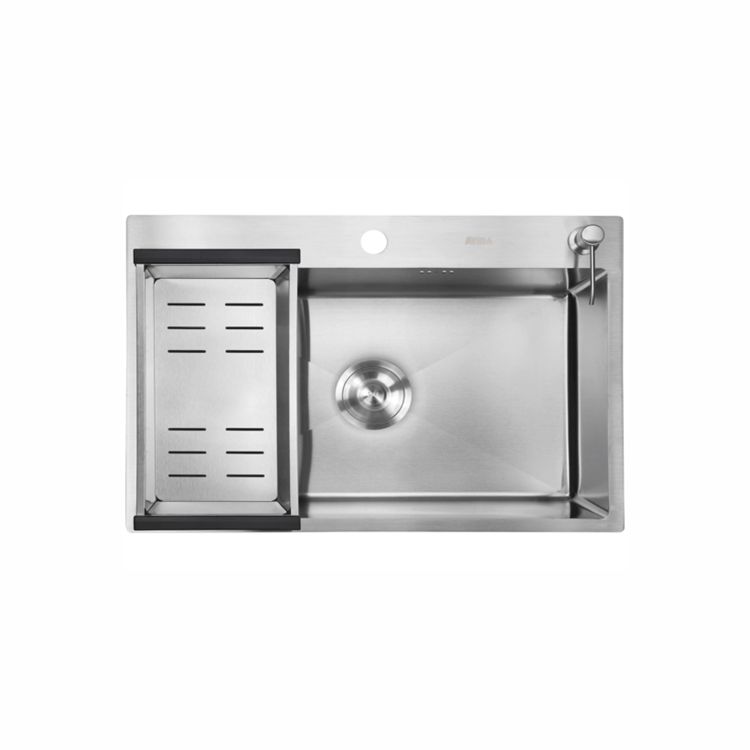 Мойка врезная HM 650*450*230мм /1,5/, сатин /сифон с переливом, дозатор в комплекте/