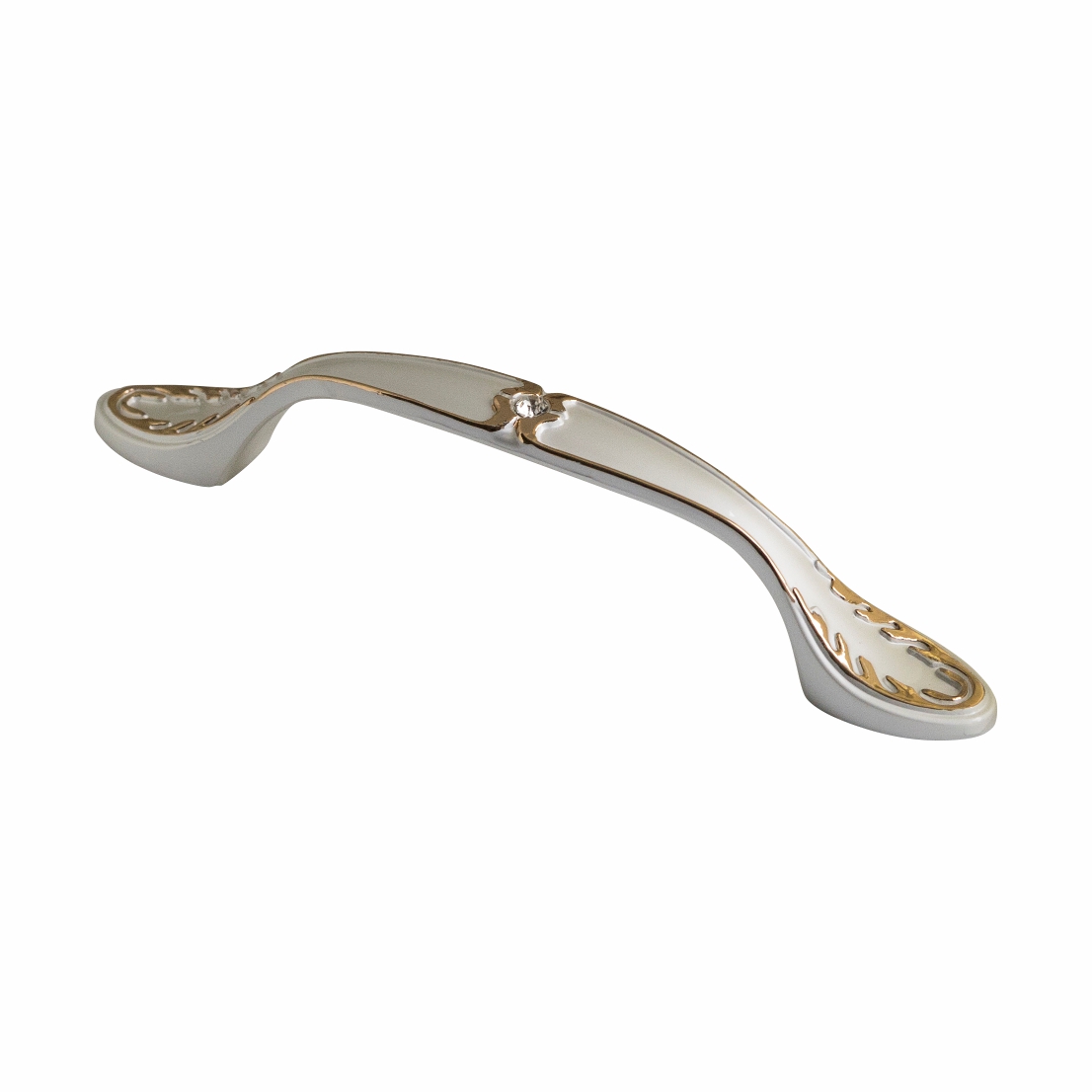 Ручка-скоба 308-128, белая патина/золото