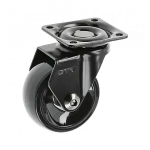 Колесо мебельное 75 мм чёрное/хром, с тормозом GTV