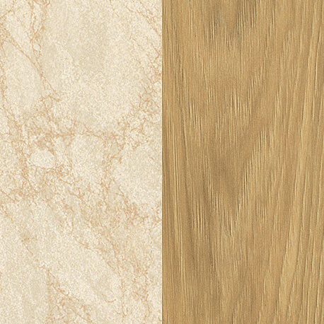 Стеновая панель для кухни 4100*640*8мм Мрамор Латина/Гикори натуральный