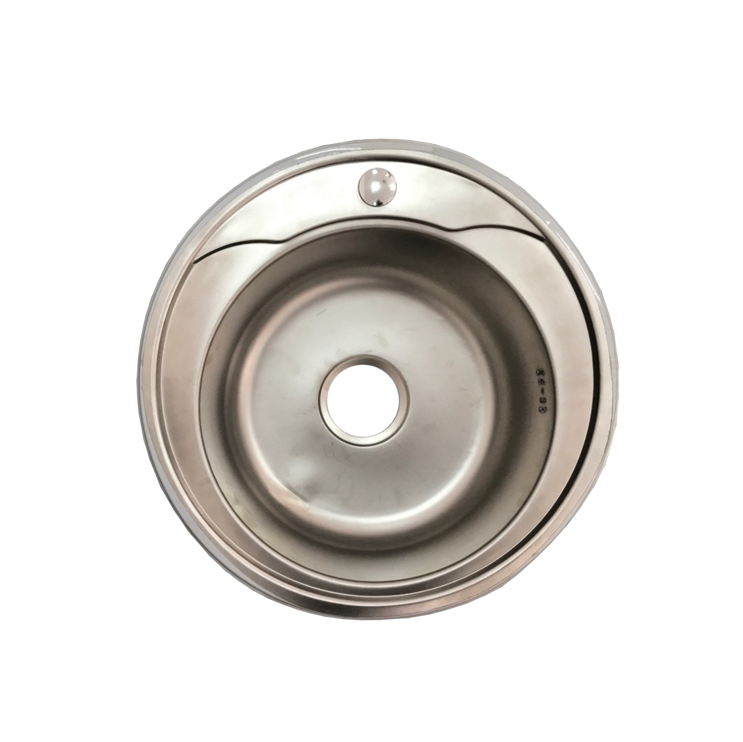 Мойка врезная круглая 490*160мм /0,6/, матовая /сифон с переливом в комплекте/