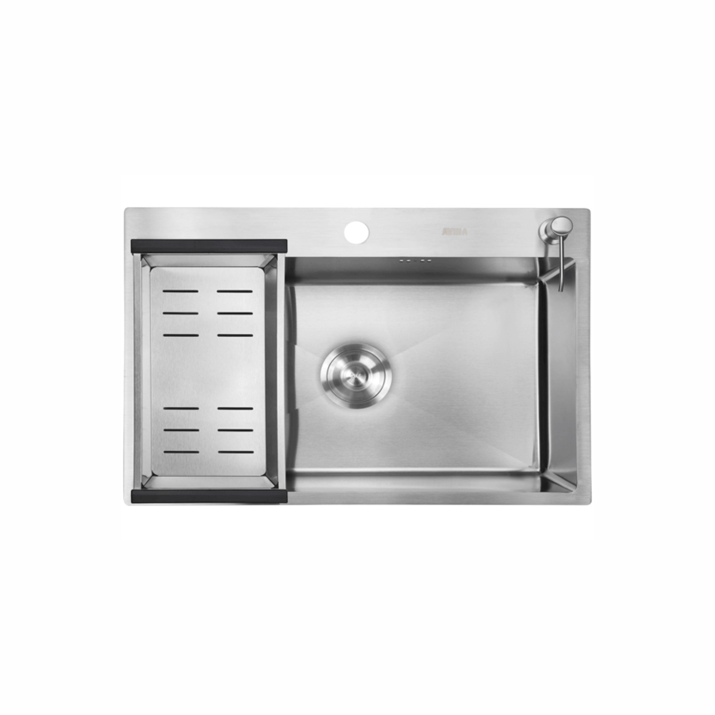 Мойка врезная HM 600*450*230мм /1,5/, черный /сифон с переливом, дозатор, корзинка в комплекте/