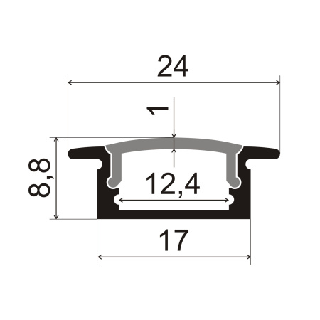 Профиль врезной для светодиодной ленты 2408 чёрный/Sonnig/L=3m