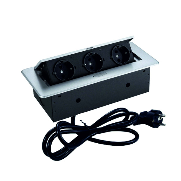 Блок розеток выдвижной горизонтальный Sonnig /3 EURO/ Серебро