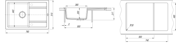 Мойка "Липси" 760*510*217мм песочный