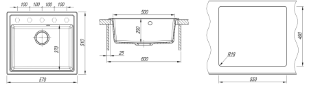 Мойка "Ника" 570*510*217мм везувий