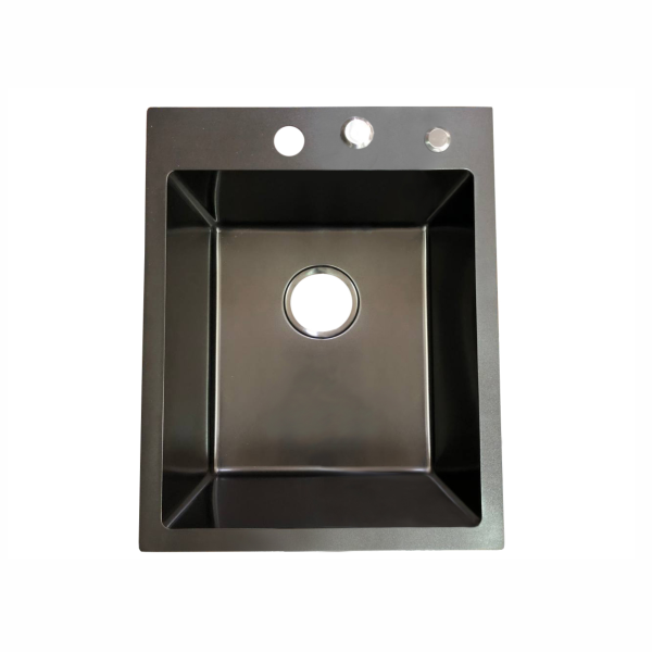 Мойка врезная HM 450*450*230мм /1,5/, черный /сифон с переливом, дозатор, коландер в комплекте/