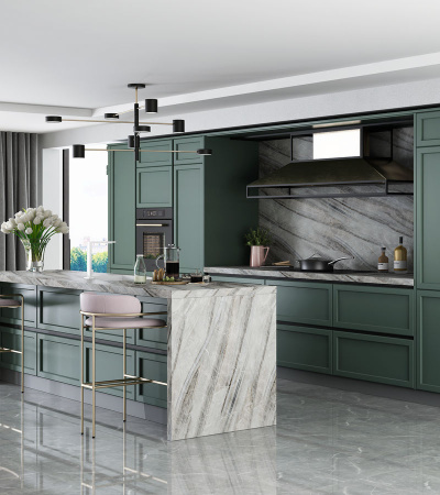 Столешница  4100*600*38 Мрамор карелия