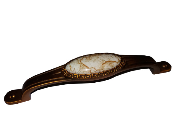 Ручка-скоба 301-128, латунь патина глянец/камень