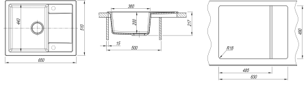 Мойка "Техно" 650*510*217мм везувий