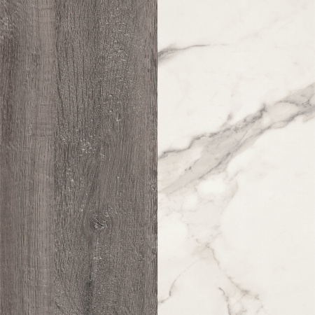 Стеновая панель для кухни 4100*640*8мм Мрамор кристалл/Дуб уайт-ривер серо-коричневый