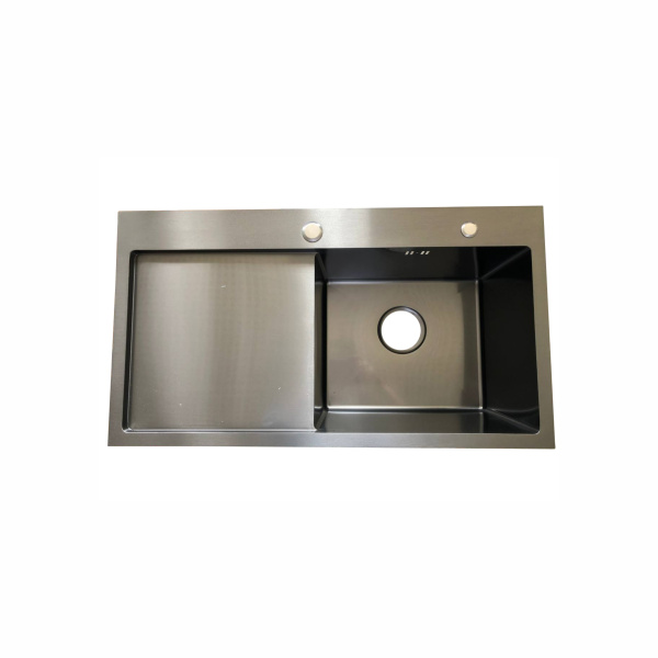 Мойка врезная HM 780*430*230мм /1,5/,черный R /сифон с переливом, дозатор в комплекте/