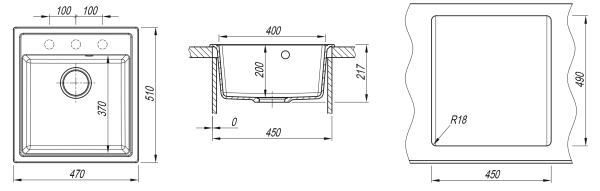 Мойка "Ника" 470*510*217мм белый