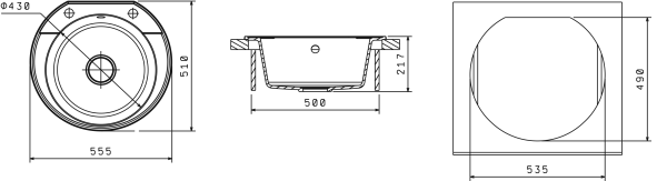 Мойка "Эльба" 555*510*217мм коричневый
