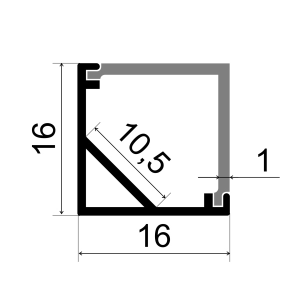 Профиль угловой для светодиодной ленты 1616SQ серебро/Sonnig/L=3m