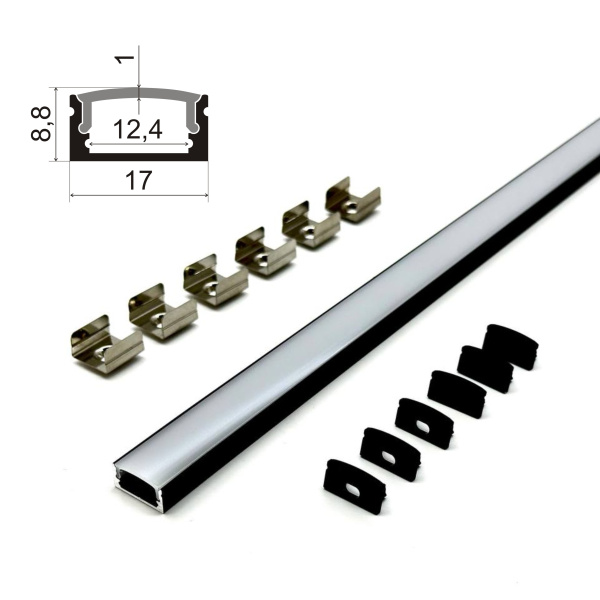 Профиль накладной для светодиодной ленты 1708 чёрный/Sonnig/L=3m