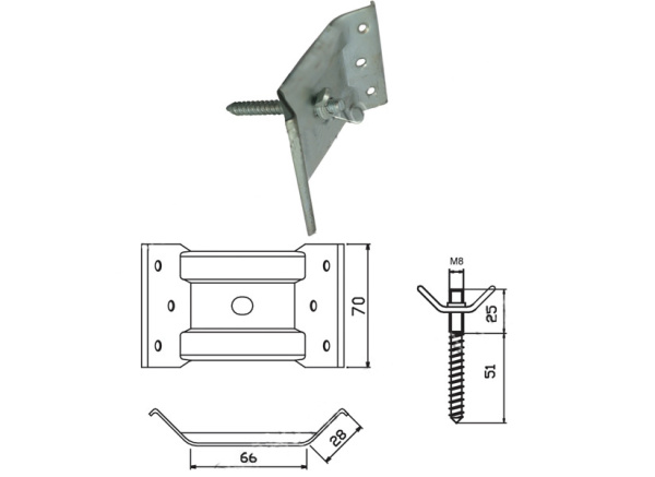 Уголок 110*70 в комплекте /1 уголок,1 шпилька,1 гайка/