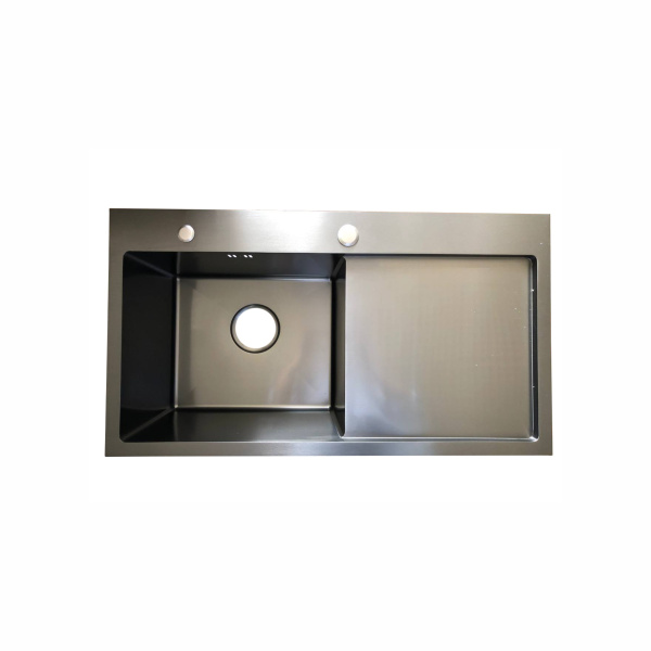 Мойка врезная HM 780*430*230мм /1,5/,черный L /сифон с переливом, дозатор в комплекте/