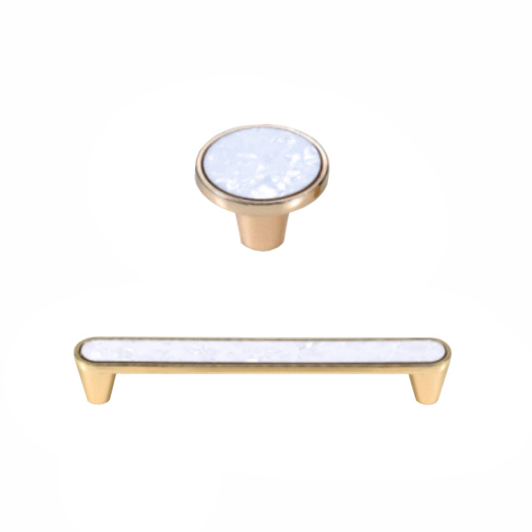 Ручка-кнопка 516, золото/белый