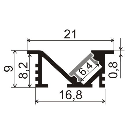 Профиль врезной для светодиодной ленты 5мм 2109 серебро/Sonnig/L=3m