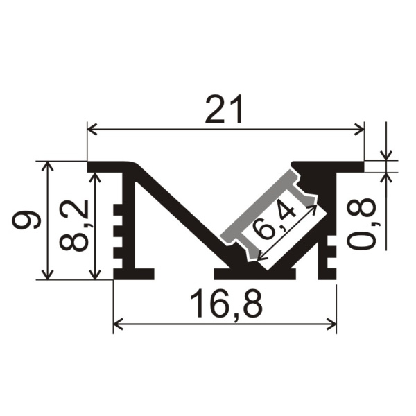 Профиль врезной для светодиодной ленты 5мм 2109 серебро/Sonnig/L=3m