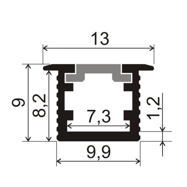 Профиль врезной для светодиодной ленты 5мм 1309 серебро/Sonnig/L=3m