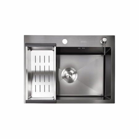 Мойка врезная HM 600*450*230мм /1,5/, черный /сифон с переливом, дозатор, корзина в комплекте/