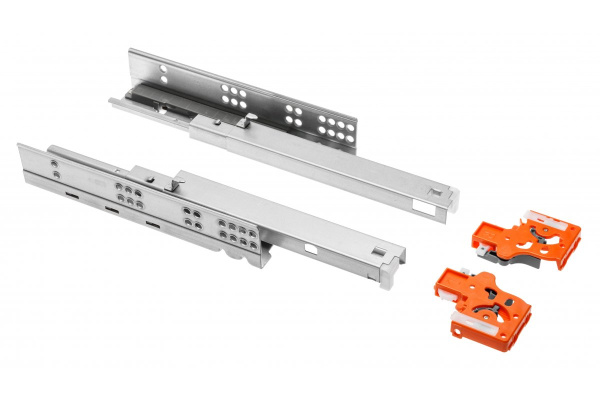 Направляющие MODERN SLIDE полного выдвижения д/деревянных ящиков PUSH TO OPEN L=350 универсальныеGTV