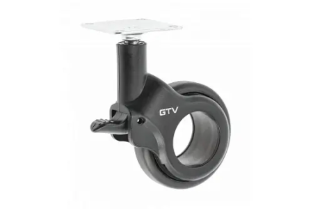 Колесо мебельное 60 мм чёрное, с тормозом GTV
