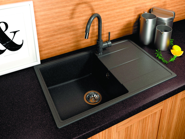 Мойка "Оливия" 740*480*180мм графит, б/сифона