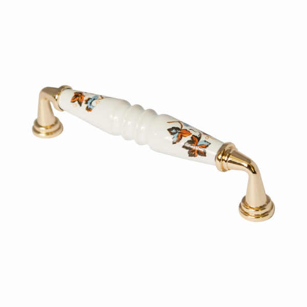 Ручка-скоба 341-128, старое золото/синий лист RIFF