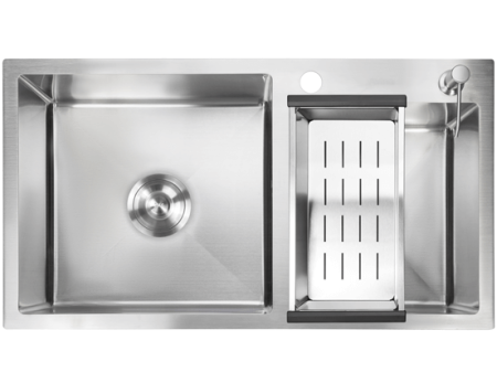 Мойка врезная HM 780*430*230мм /1,5/,сатин,две чаши/сифон с переливом, дозатор в комплекте/