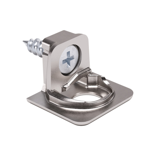 Держатель полкодержателя 16мм,  с предустановленным саморезом 4*16, никель