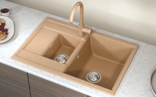 Мойка "Астра" 760*510*217мм две чаши, белый