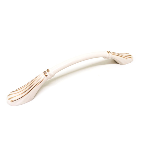 Ручка-скоба 324-128, белая патина/золото