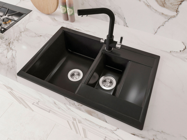 Мойка "Астра" 760*510*217мм две чаши, белый