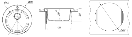Мойка "Гала" 510*510*217мм везувий