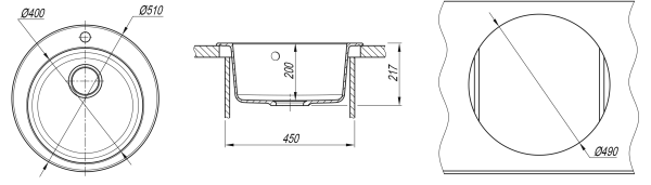 Мойка "Гала" 510*510*217мм белый