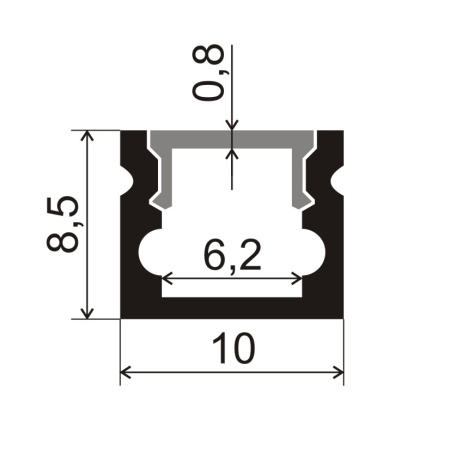 Профиль накладной для светодиодной ленты 5мм 1008 чёрный/Sonnig/L=3m