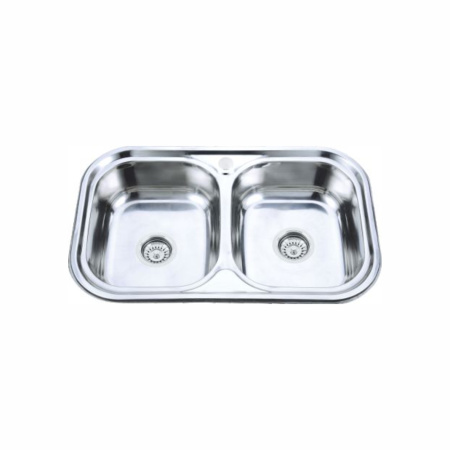 Мойка врезная 780*480*180 мм /0,8/, матовая, две чаши /сифон с переливом в комплекте/