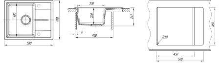 Мойка "Ника" 580*510*217мм графит